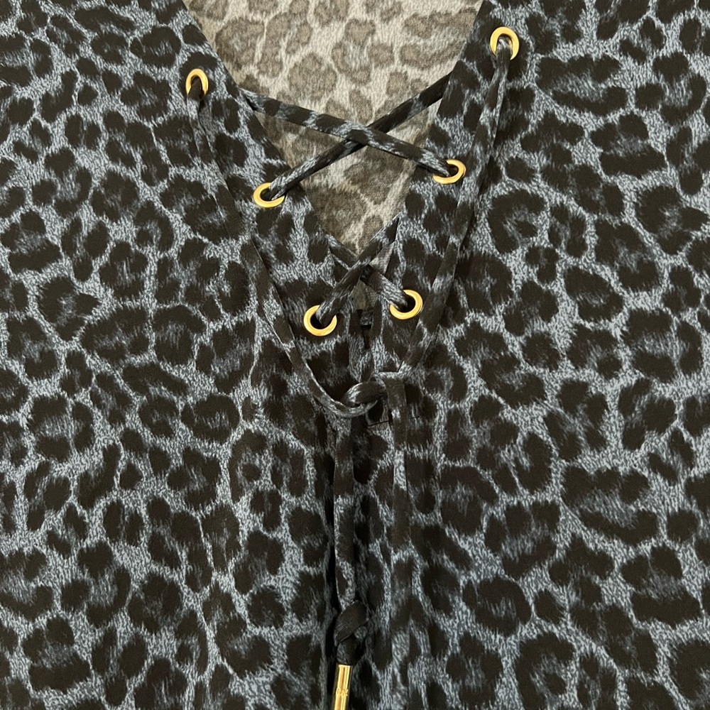 Michael Kors Gray Animal Print Top - Picture 4 of 10